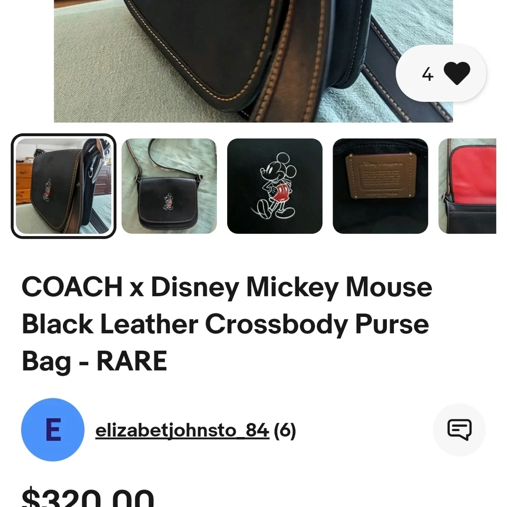 Coach DISNEY MICKEY  MOUSE LEATHER CROSSBODY  COACH - Picture 9 of 12